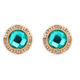 Round Turquoise Gemstone Stud Earrings
